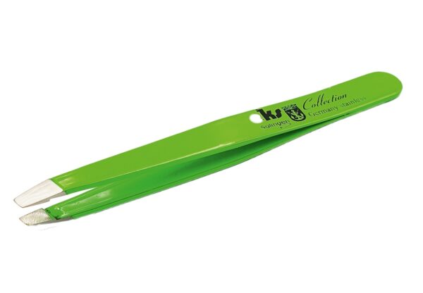 PĘSETA KOSMETYCZNA SKOŚNA NEON GREEN -DŁ. 9,5CM